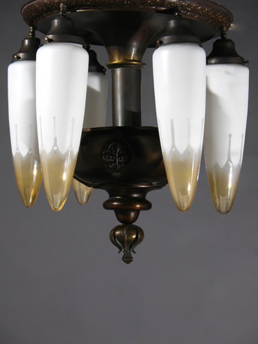 6-light Bronze Art Nouveau Stalactite Flush Chandelier